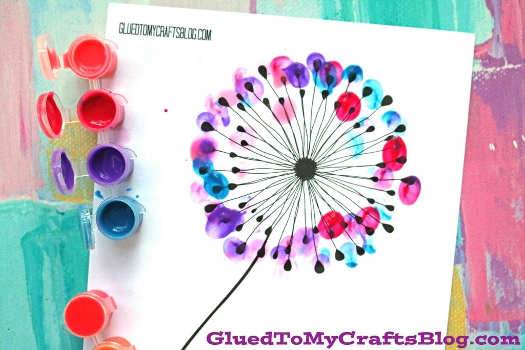 thumbprint dandelion spring crafts for toddlers